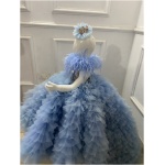 Royal feathered ruffled dress - Image 5
